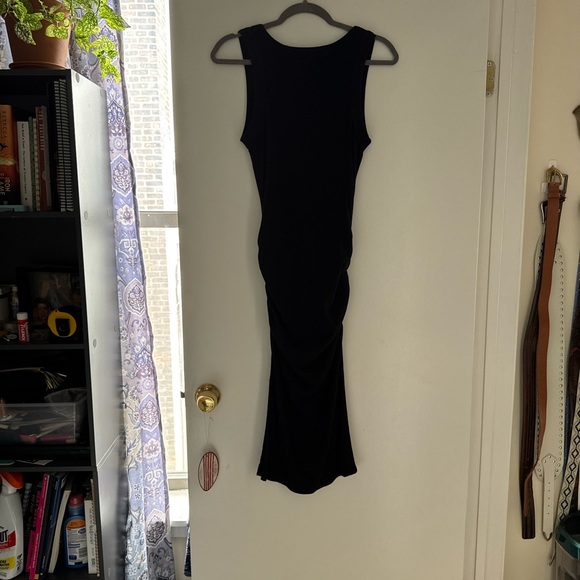 Michael Stars Classic Black Midi V-Neck Dress - Picture 2 of 10